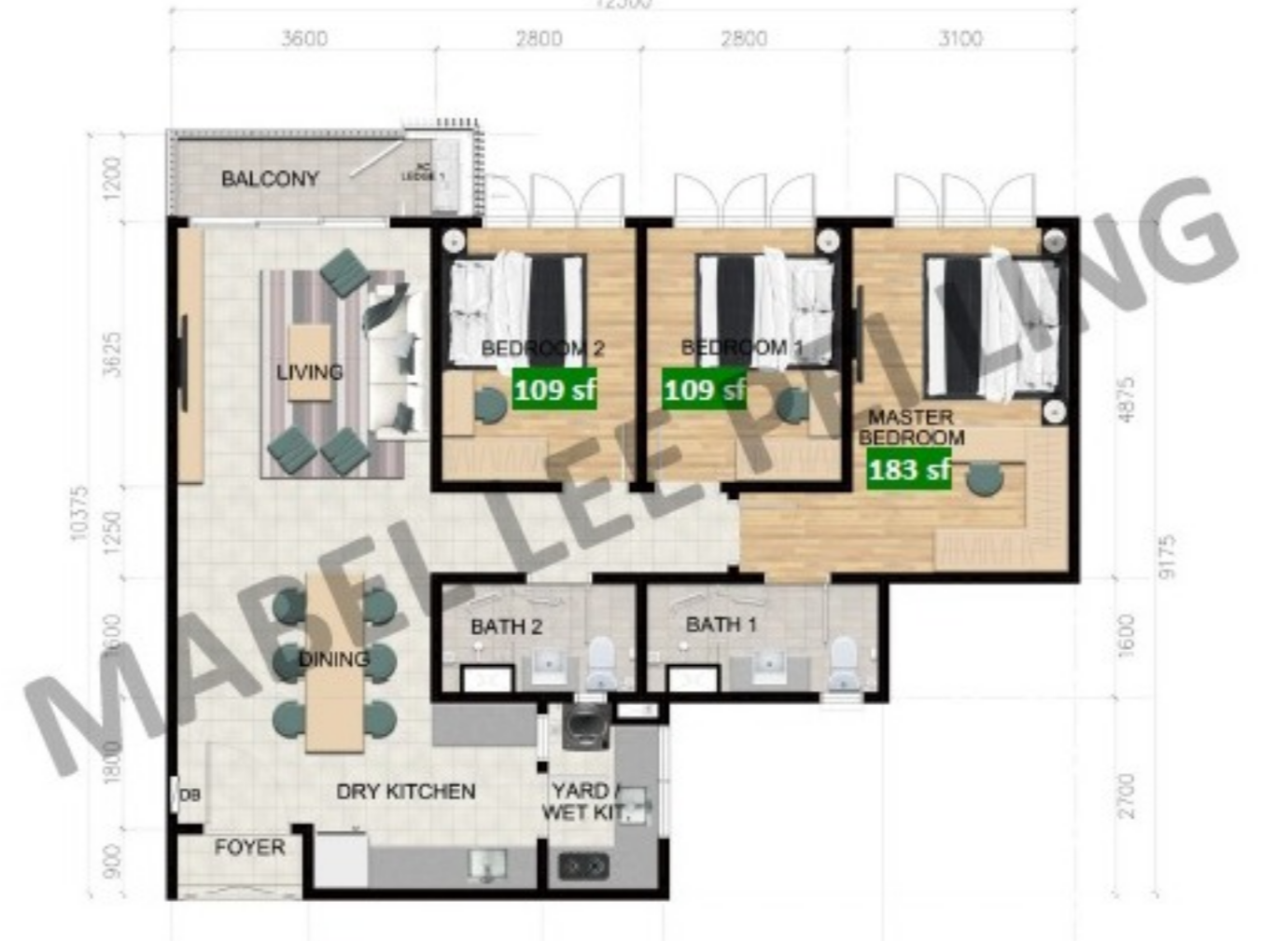 Floor plan — labelled rooms